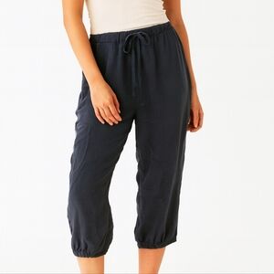 Chaser silk slouchy cropped pants blue medium NWT
